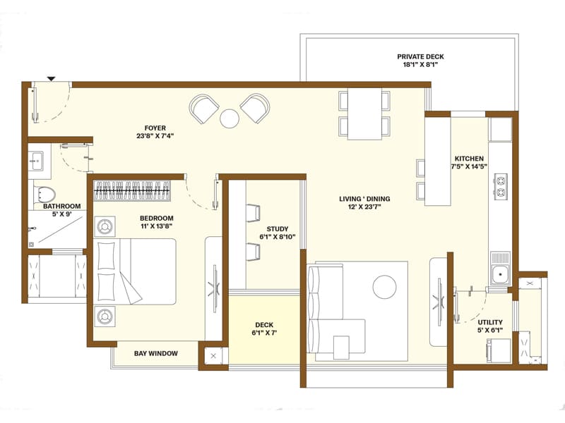 2 BHK Floor Plan