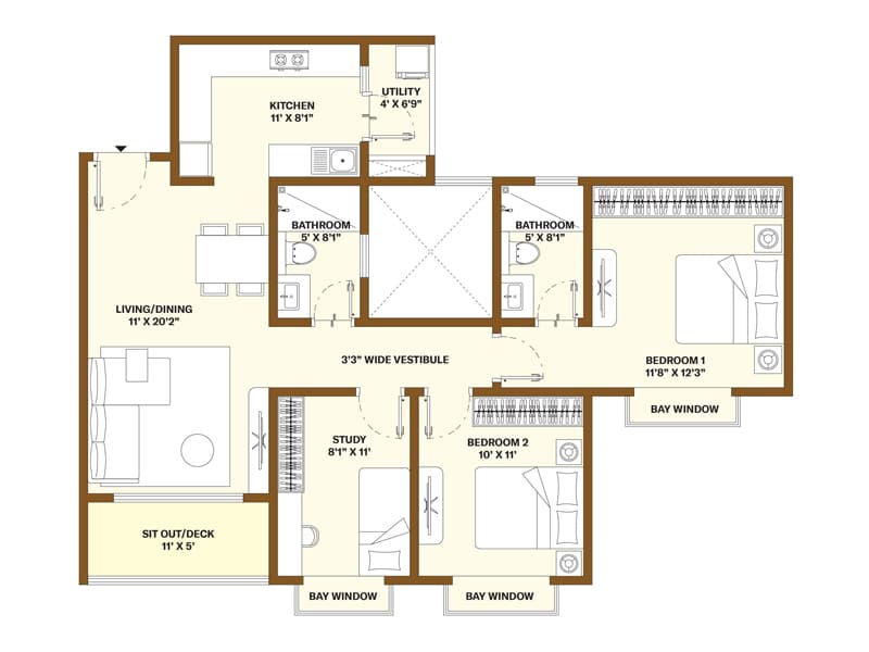 2.5 BHK Floor Plan